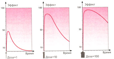 В. Зависимость эффекта от дозы