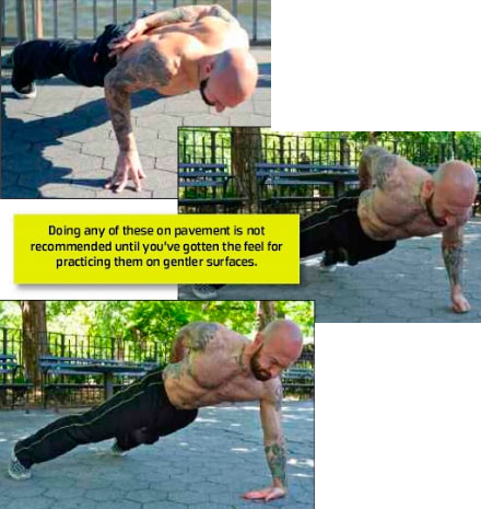 Отжимания на одной руке с опорой на пальцы, кулак и тыльную сторону ладони