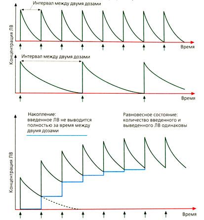 Изменение концентрации ЛВ в крови при регулярном приеме