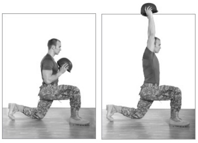 Статичный выпад и жим над головой