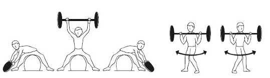 Рис. 8. Повороты туловища влево и вправо из положения стоя, сидя и наклоны вперед