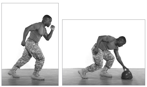 Спринт с касанием каски рукой