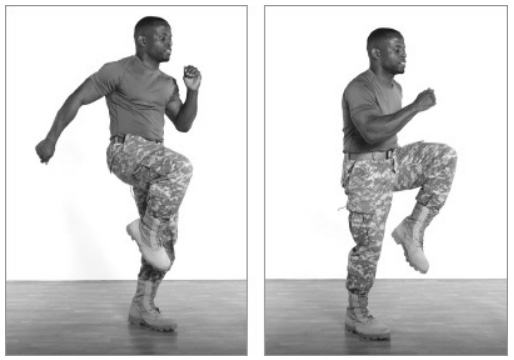 Бег с высоко поднятыми коленями вперед и назад