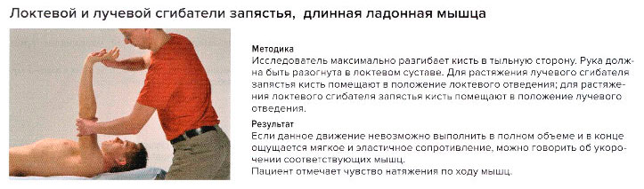 Стресс-тест локтевого и лучевого сгибателей запястья и длинной ладонной мышцы