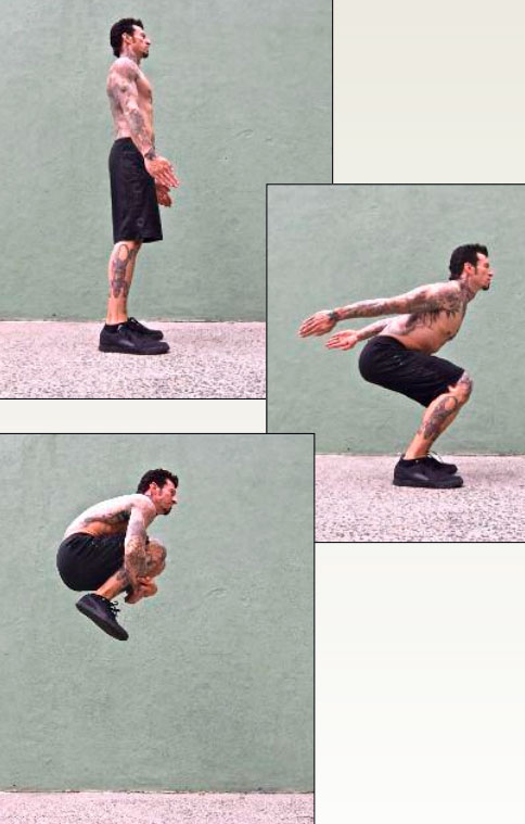 Прыжок согнув ноги с обхватом