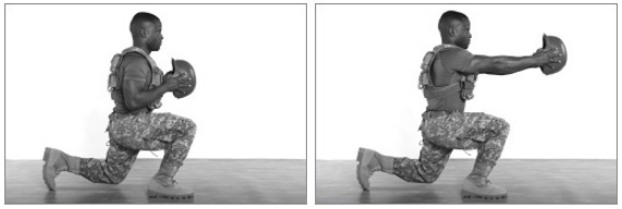 Статичный выпад и жим вперед