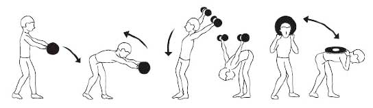 Рис. 3. Ритмичные глубокие наклоны вперед, наклоны с утяжелением