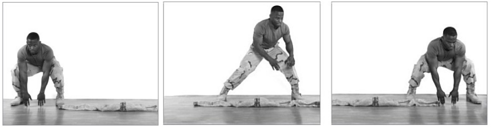 Ходьба приставным шагом с касанием пола