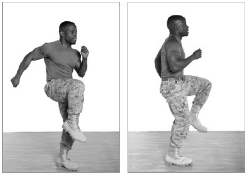 Бег на месте с высоко поднятыми коленями