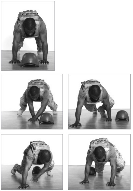 Полный оборот вокруг каски походкой медведя