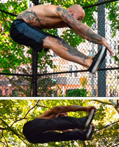 Прыжок согнувшись под углом и полный прыжок согнувшись