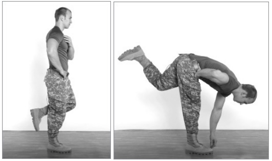 Наклон вперед на одной ноге