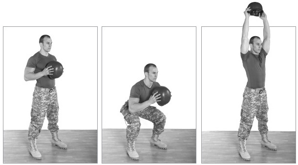 Приседание, переходящее в жим