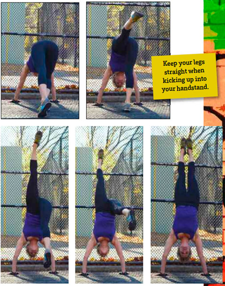 Стойка на руках с упором в стену