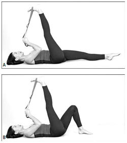 рис. 3. Растягивание двуглавых мышц (для задней части бедер). Не забывайте держать мышцы бедра расслабленными