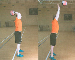 Бросок медбола из-за головы вперёд