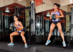 Прыжки с медболом с широкой постановкой ног