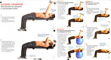 Французский жим гантелей лежа