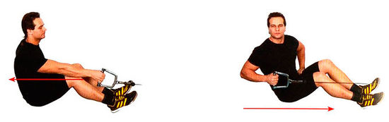 Тяга троса одной рукой с поворотом сидя