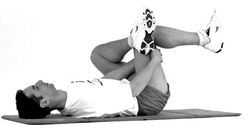 рис. 4. Кренделеобразное растягивание (для ягодиц, поясницы и внешней поверхности бедер). Тяните бедро, создавая равномерное давление в мышцах