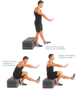 Приседание на одной ноге на степ-платформу