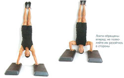 Отжимание стоя  на руках с увеличенной амплитудой