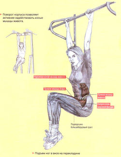 Подъем ног в висе на перекладине