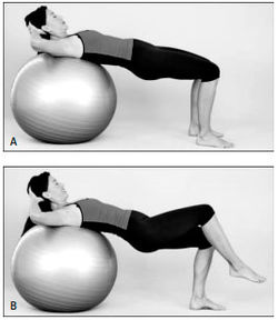 Рис. 2. Марш на мяче. Концентрируйтесь на том, чтобы не опускать бедра