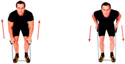 Тяга в наклоне с резиновым эспандером