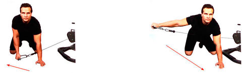 Тяга одной рукой на коленях в нижнем блоке